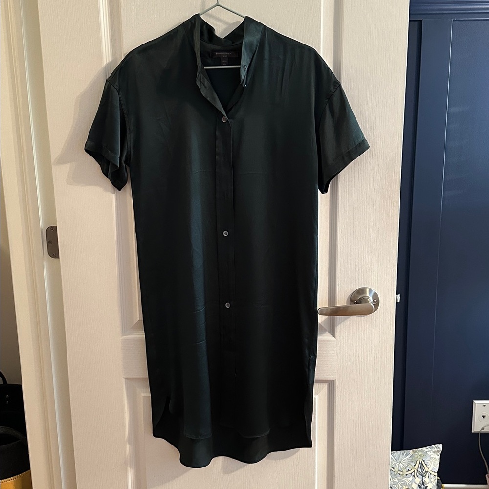 Banana Republic dark green silk dress